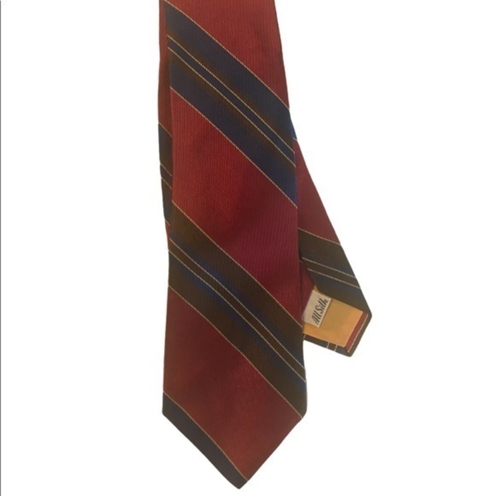 Vintage Mr. John striped skinny tie, burgundy blue brown Levy’s of Tucson